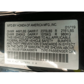 2015-2020 ACURA TLX REAR CENTER SEAT HEADREST LEATHER OEM