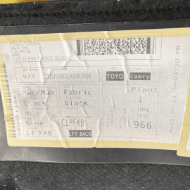 2019 Toyota Camry Front Left Driver Upper Back Seat Part Cushion OEM Cloth 