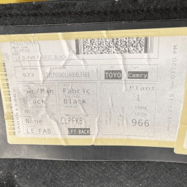 2019 Toyota Camry Front Left Driver Upper Back Seat Part Cushion OEM Cloth  2019 Toyota Camry Front Left Driver Upper Back Seat Part Cushion OEM Cloth