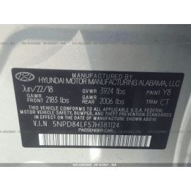 GENUINE 17-20 HYUNDAI ELANTRA OEM DRIVER LEFT REAR BARE DOOR SILVER SEDAN U