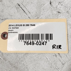LEXUS IS250 2011-2015 REAR PASSENGER SIDE SEAT BELT RETRACTOR SHOULDER BELT