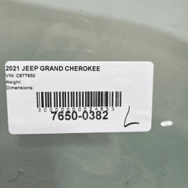 JEEP GRAND CHEROKEE 2017-2021 REAR LEFT DRIVER SIDE QUARTER WINDOW GLASS OE