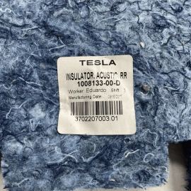 TESLA MODEL S 2017-2020 REAR LEFT OR RIGHT SIDE DOOR ACOUSTIC INSULATOR OEM