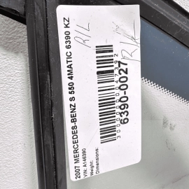 2007-2013 MERCEDES S550 W221 REAR LEFT DRIVER SIDE DOOR QUARTER WINDOW GLASS OEM