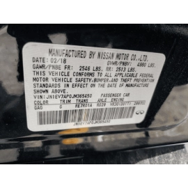 18-20 Infiniti Q50 Rear Bumper Impact Absorber Reinforcement Crossmember Ba