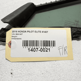 HONDA PASSPORT FRONT PASSENG SIDE DOOR FIXED VENT QUARTER WINDOW GLASS OEM 16-22