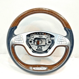 Steering Wheel Wood w/ Paddle Shifters Gray Mercedes W222 S550 2014-2017 OEM
