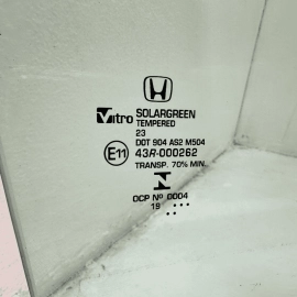 HONDA ACCORD REAR RIGHT PASSENGER SIDE DOOR WINDOW GLASS OEM 2018 - 2024 GREEN