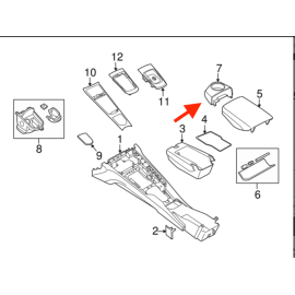 PORSCHE PANAMERA 2010 - 2016 FRONT CENTER CONSOLE CUP HOLDER LEATHER BEIGE OEM