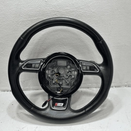 2013-2018 AUDI S6 STEERING WHEEL HEATED W/ PADDLES & SWITCHES LEATHER BLACK OEM