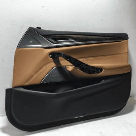 18-22 BMW 530E G30 FRONT  PASSENGER SIDE INTERIOR DOOR PANEL TRIM OEM COGNAC