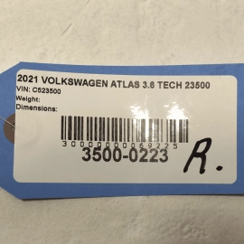 2021-2025 Volkswagen Atlas Upper Passenger Side Roof Rail W/Out Panoramic OEM