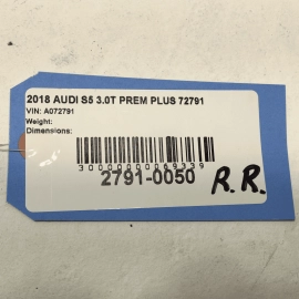 2018 - 2024 AUDI S5 SPORTBACK REAR RIGHT PASSENGER  SIDE DOOR WINDOW GLASS OEM