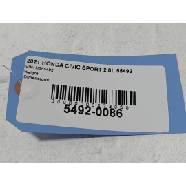 HONDA CIVIC STEERING COLUMN TURN SIGNAL COMBINATION SWITCH OEM 2019-2021