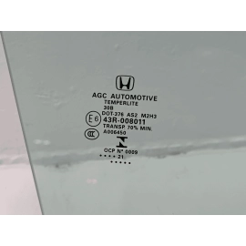 Honda Civic Rear Passenger Side Door Window Glass 2016 - 2021 OEM Honda Civic Rear Passenger Side Door Window Glass 2016 - 2021 OEM