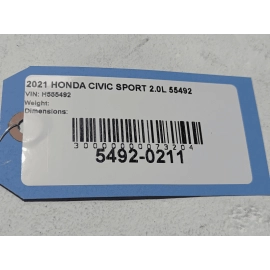 HONDA CIVIC SPORT FRONT BUMPER COVER & FOG LIGHTS NH797M 2019-2021