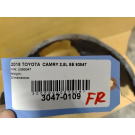 TOYOTA CAMRY FRONT PASSENGER SIDE FENDER LINER SPLASH SHIELD OEM 2018-2024