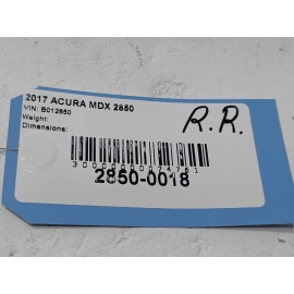 ACURA MDX REAR RIGHT PASSENGER SIDE DOOR WINDOW GLASS OEM 2014-2020