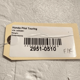 2016-2021 Honda Pilot Front Passenger Side Seat Outer Track Rail Foot Cover 2016-2021 Honda Pilot Front Passenger Side Seat Outer Track Rail Foot Cover