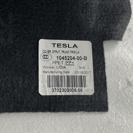 2012-20 Tesla Model S Rear Trunk Left Driver Side Strut Carpet Trim Cover L 2012-20 Tesla Model S Rear Trunk Left Driver Side Strut Carpet Trim Cover L