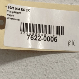 KIA K5 EX 2021 - 2023 REAR LEFT DRIVER SIDE DOOR WINDOW GLASS GUIDE CHANNEL