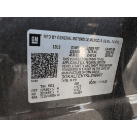 2018 - 2023 GMC TERRAIN LIFTGATE TAILGATE UPPER TRIM COVER PANEL BACK DOOR 