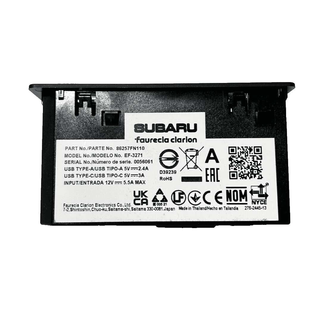 2024 SUBARU IMPREZA RS AUDIO AUXILIARY CHARGER POWER USB TYPE-A / USB TYPE-C OEM