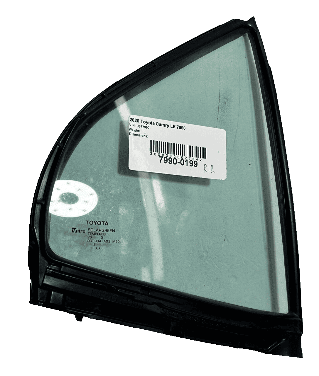 2018-2023 TOYOTA CAMRY REAR RIGHT PASSENGER DOOR WINDOW VENT GLASS ASSEMBLY OEM