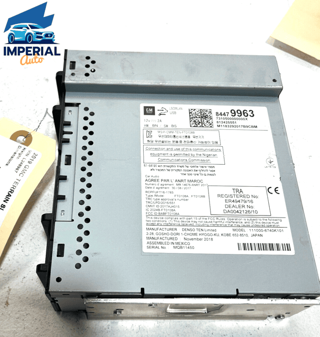2019 GMC TERRAIN AUDIO RADIO RECEIVER CONTROL MODULE UNIT OEM